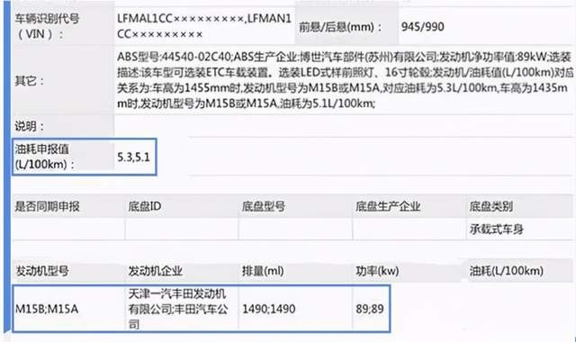 5l三缸自然吸气发动机将分为三种型号,分别为m15a/m15b/m15c(进口