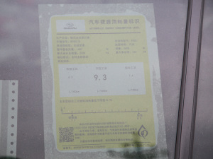 2021款旗舰版 EyeSight 工信部油耗标示