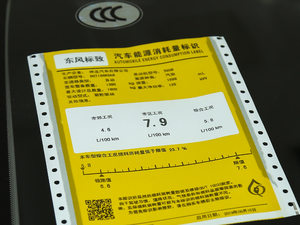 2019款360THP 自动豪华版 国VI 工信部油耗标示