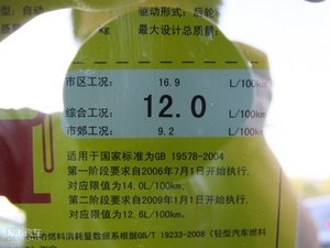 2010款35 超越版 工信部油耗标示