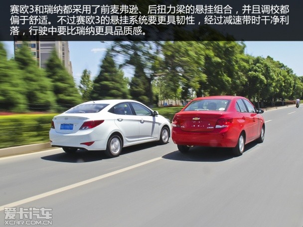 定位相同取向不同 对比测试赛欧3/瑞纳