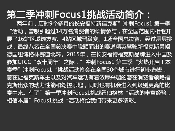 冲刺Focus1苏州站