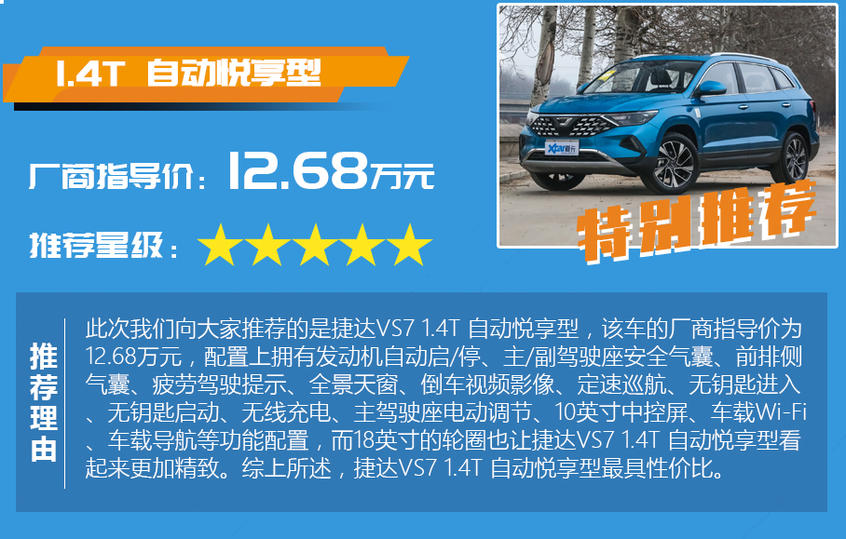 捷達VS7:配置分析及推薦