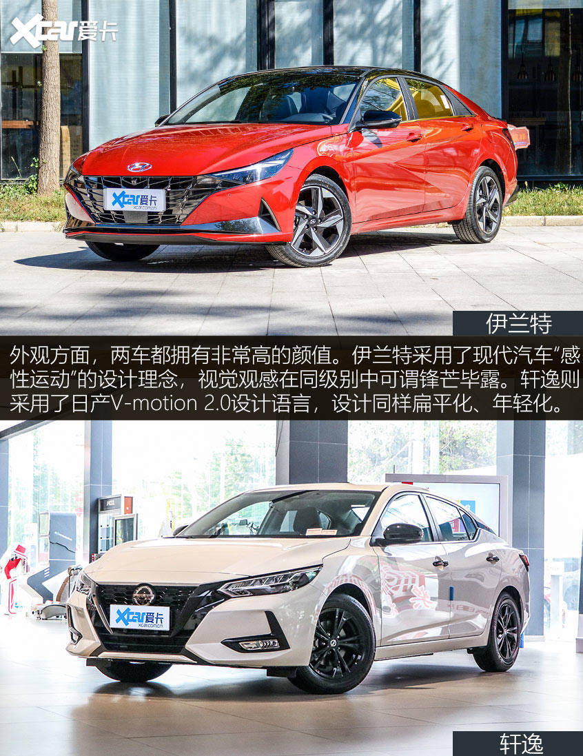 伊蘭特對比軒逸 外觀部分