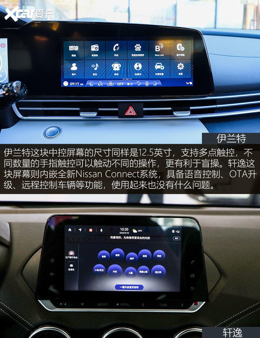 伊蘭特對比軒逸 內飾部分
