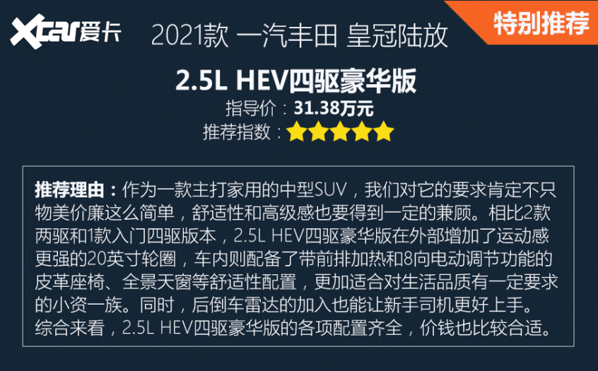 一汽豐田2021款皇冠陸放