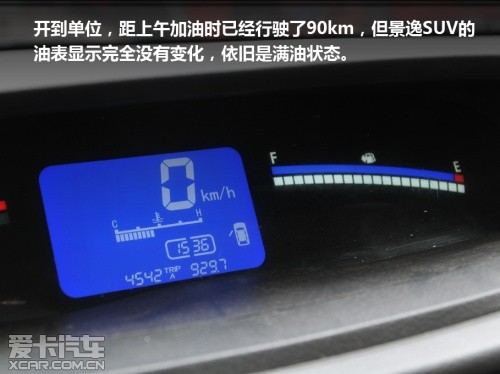 景逸SUV油耗測試報告