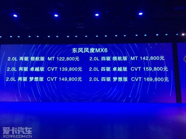 东风风度MX6正式上市 售价为12.28万起