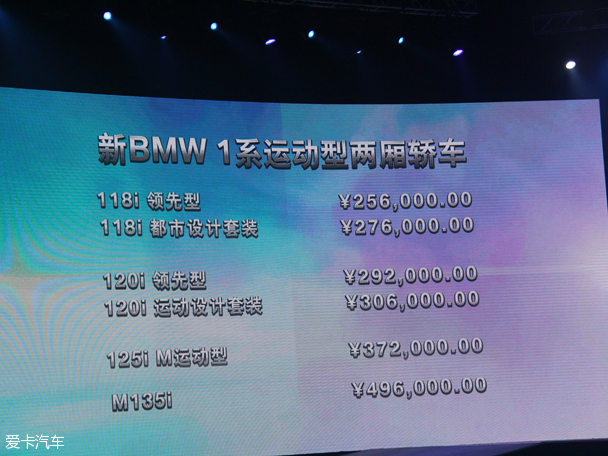 宝马新款1系正式上市 售25.6-49.6万元