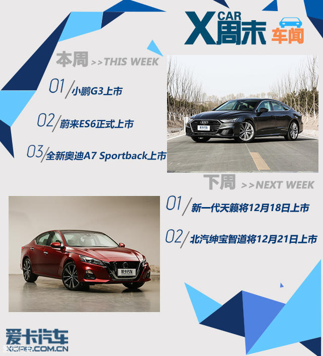 周末车闻 全新奥迪A7/蔚来ES6等重磅车