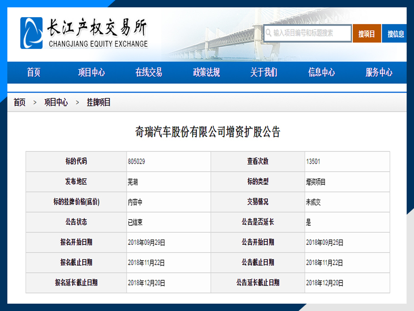 奇瑞&ldquo;卷土重来&rdquo; 将重踏增资扩股之路