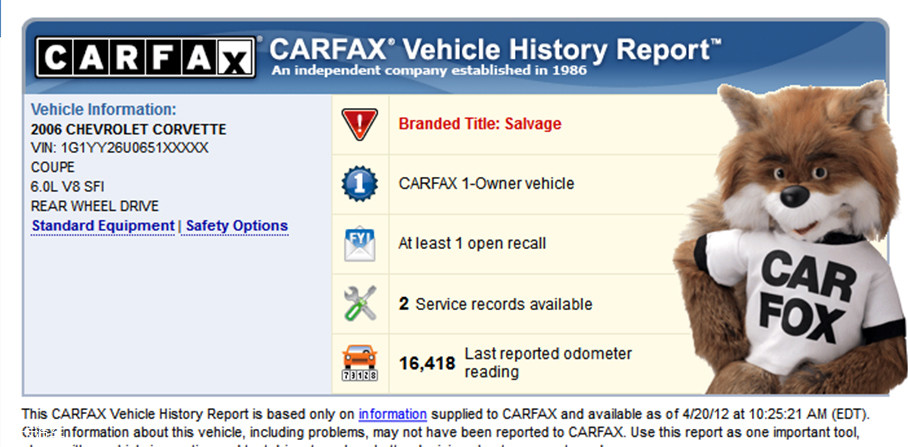 Ϊ˸õչʾCARFAXʵЧԣһİʵо嶼ռ˳ЩϢ2006ѩƶάغ˫ܳװ6.0L V8Ȼ¹ʼ¼ ¹ʣĵһͨʾAccident Reported˳...