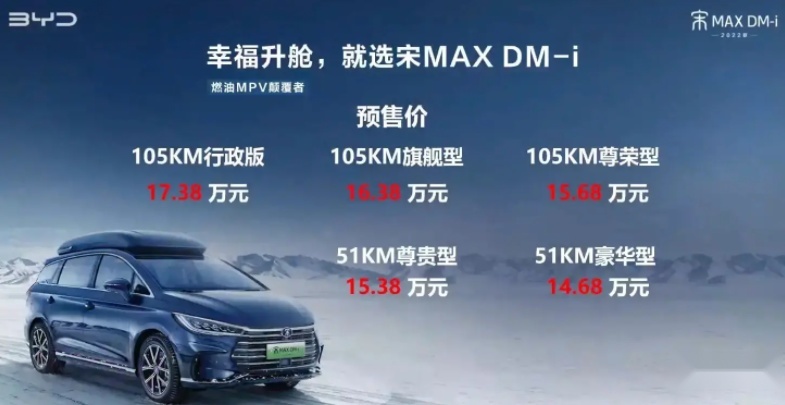 比亚迪宋MAX DM-i开启预售 为MPV车型市场再添新动力