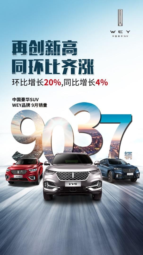 稳中求进创新高 WEY品牌9月同环比齐涨