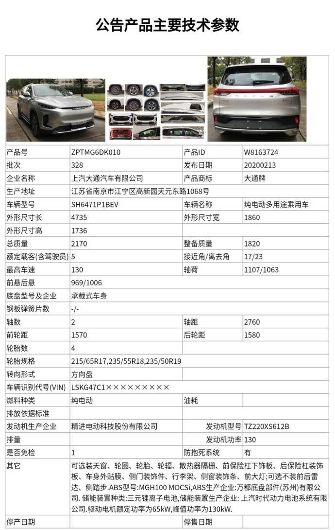 上汽MAXUS EUNIQ 6参数曝光：续航600km