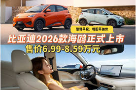 比亚迪2026款海鸥正式上市 售价6.99-8.59万元