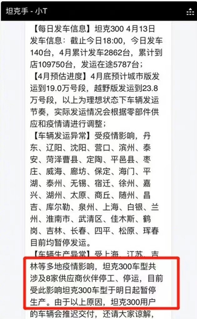 又一火爆车型停产：坦克300交付时间再延长，车主：裂开！