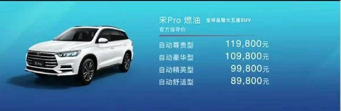 比亚迪宋Pro上市 8.98万起售 网友说这个价格必火