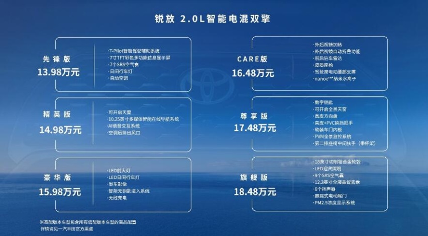 13.98万元起，一汽丰田锐放智能电混双擎带来出行新选择