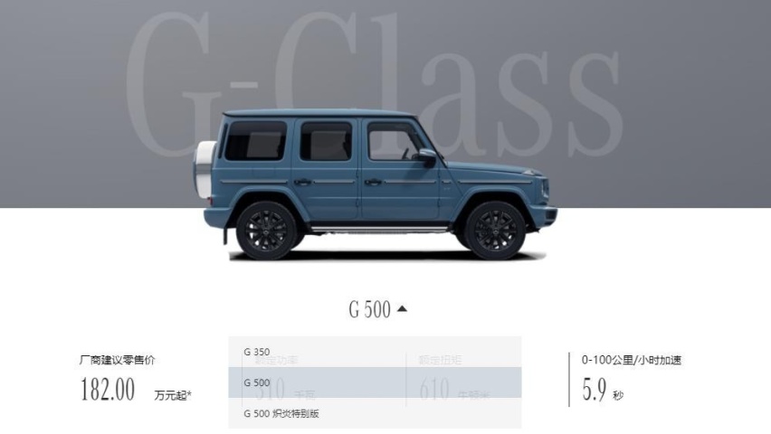 新款奔驰G 500上市，搭载4.0T V8发动机