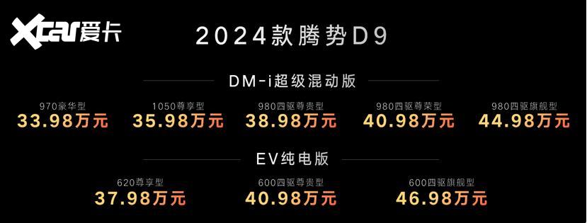 主打听劝！2024款腾势D9升级，33.98万起有望延续MPV届扛把子