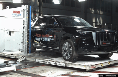 红旗E-HS9首次双侧柱碰试验完成，电池组安全过关