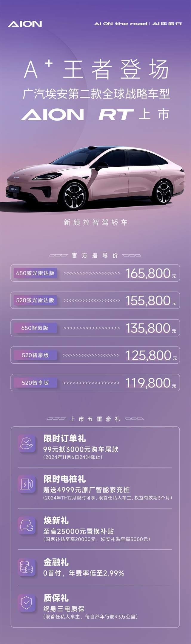 A+纯电家轿新标杆 埃安AION RT上市 11.98-16.58万