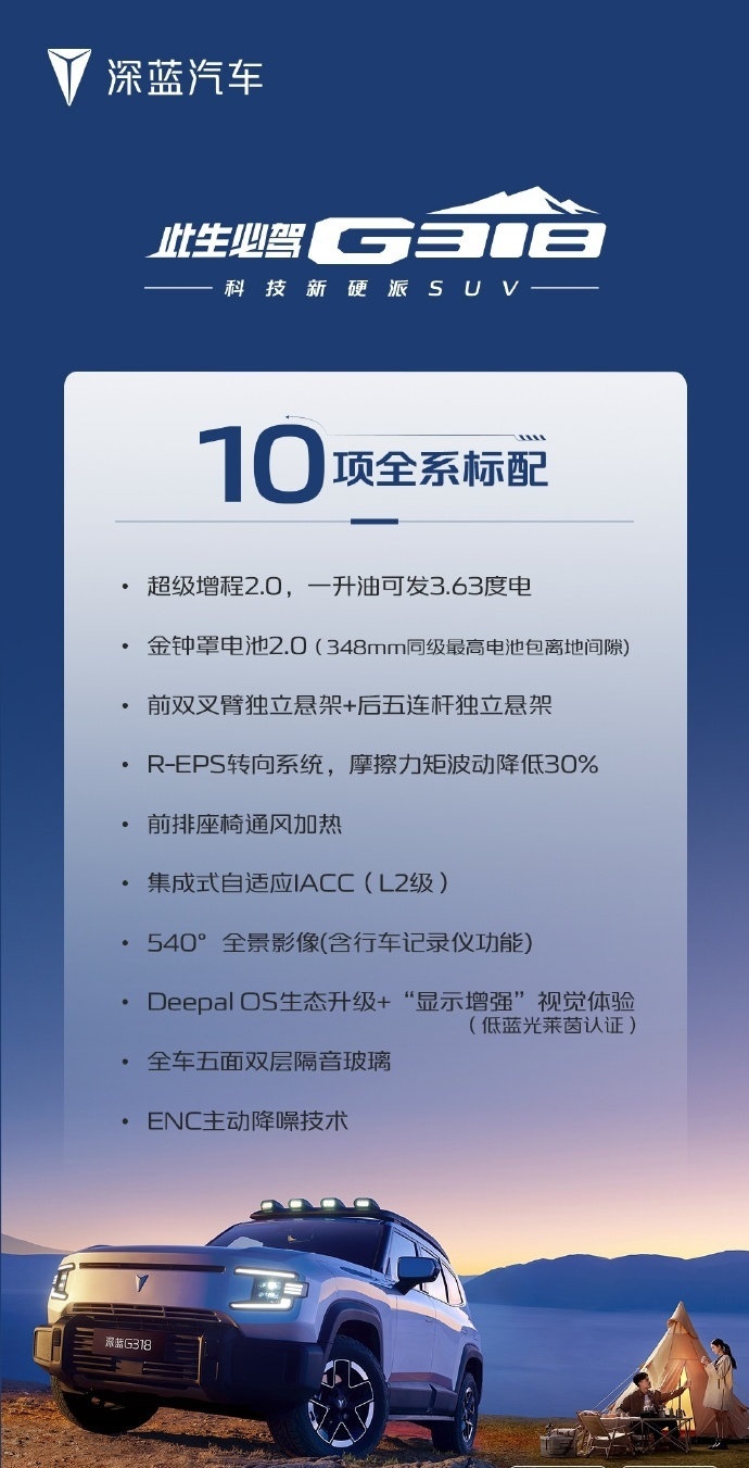 深蓝G318超高配置，喜欢硬派车的用户有了舒适新选择