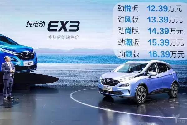 北汽新能源旗下EX3补贴后12.39万，拥有4大黑科技的它值得了解