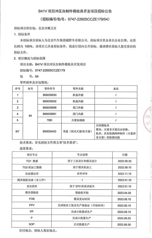 北京越野BJ40换新招标公告曝光 自主研发全地形+非承载+混动