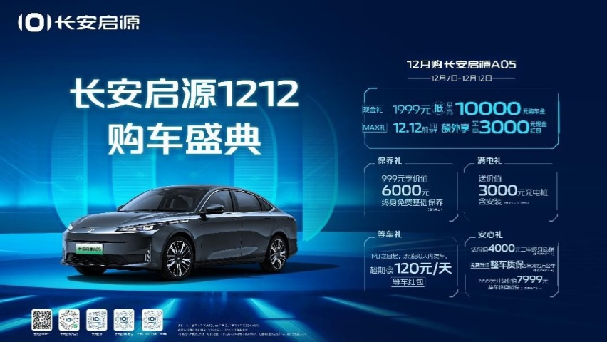 长安启源1212购车盛典开启，多重购车礼包拉满，至高可享14000元现