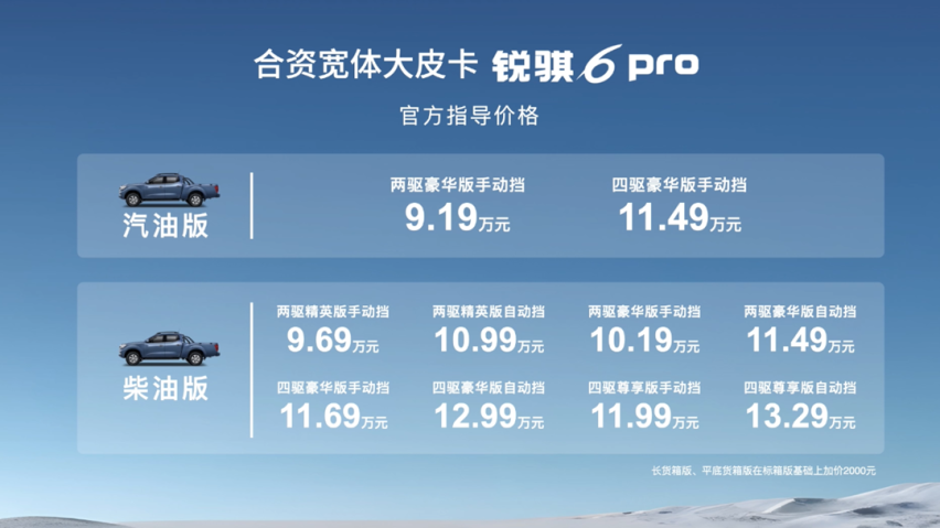 定位合资宽体大皮卡 郑州日产锐骐6 pro上市售9.19万元起