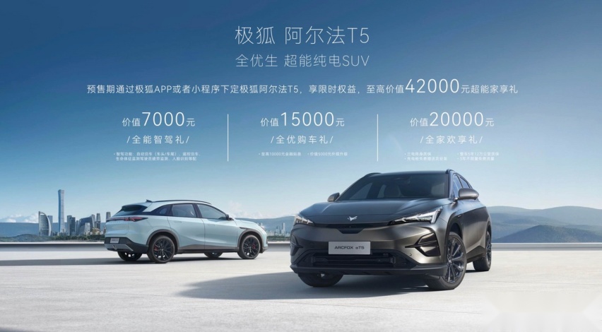 纯电中型SUV新“卷王”！极狐阿尔法T5预售15.58万起，配800V