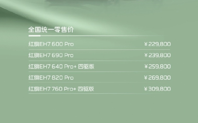 红旗EH7纯电轿车上市；理想汽车累计交付破70万辆