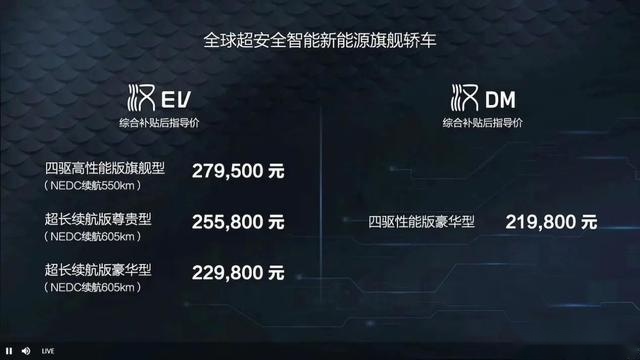 比亚迪 汉EV/DM正式上市 售价21.98万-27.95万