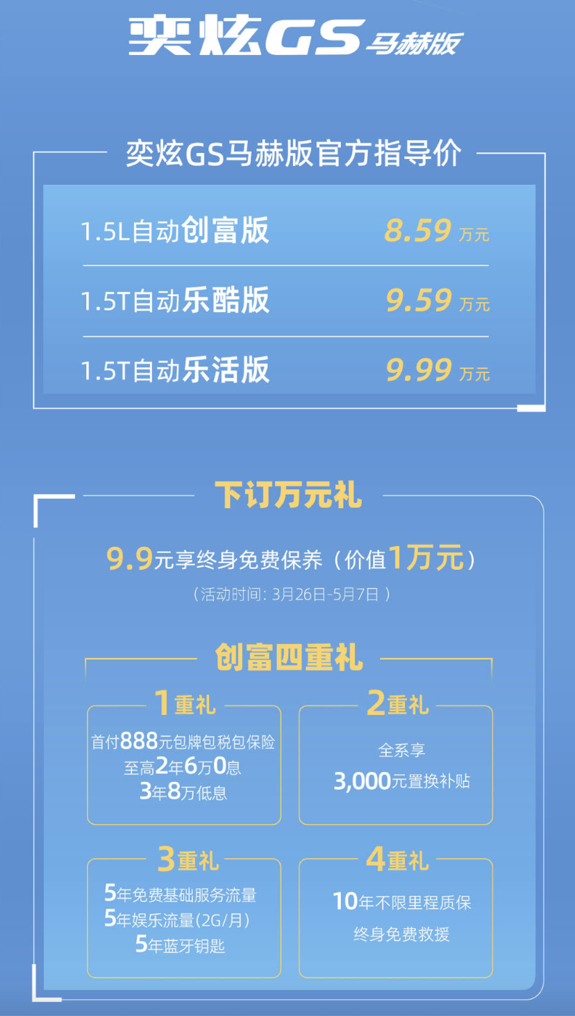 年轻实力派新选择 东风风神奕炫GS马赫版8.59万起售！