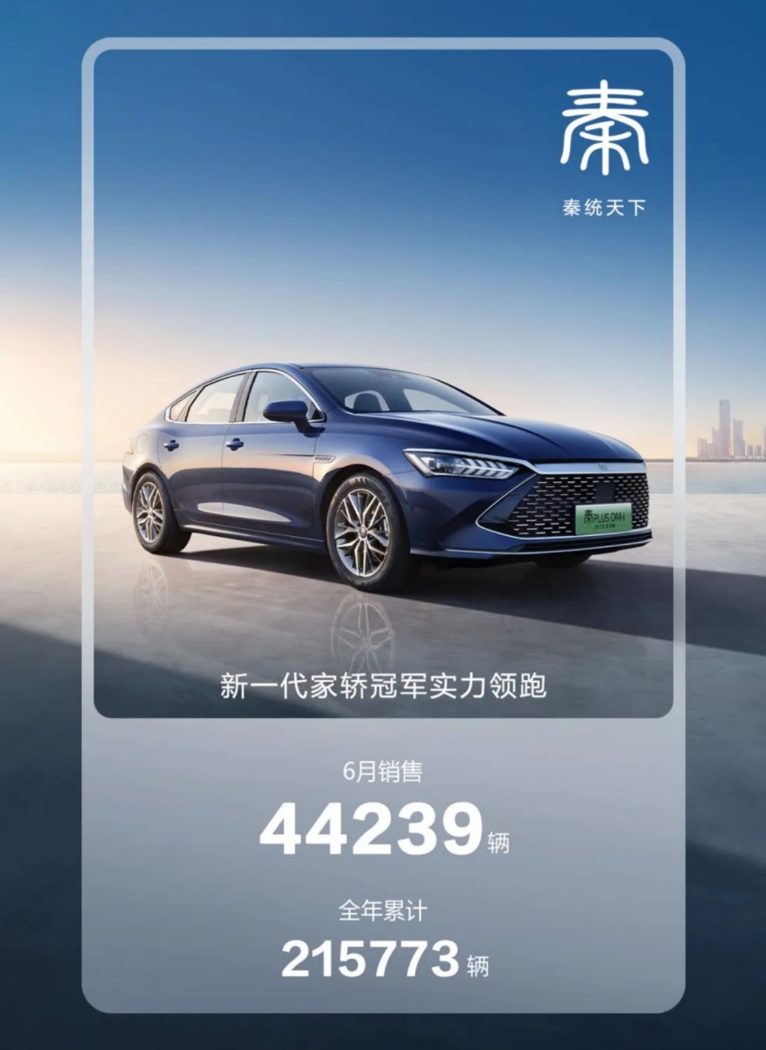 冠军领潮，比亚迪王朝网6月销量突破13万！