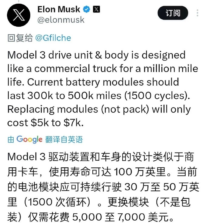 从会说话开到牙掉光？Model3开8万公里电池损耗2%，能开160万公