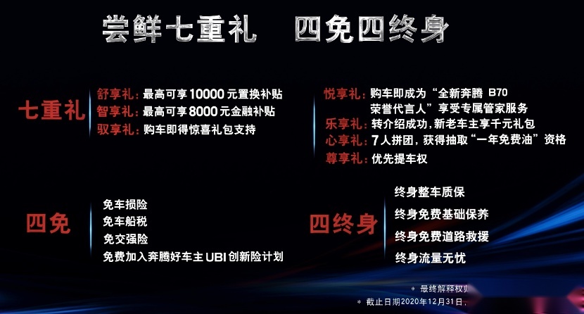 售价9.99万元起，全新奔腾B70上市，开启架构化造车时代