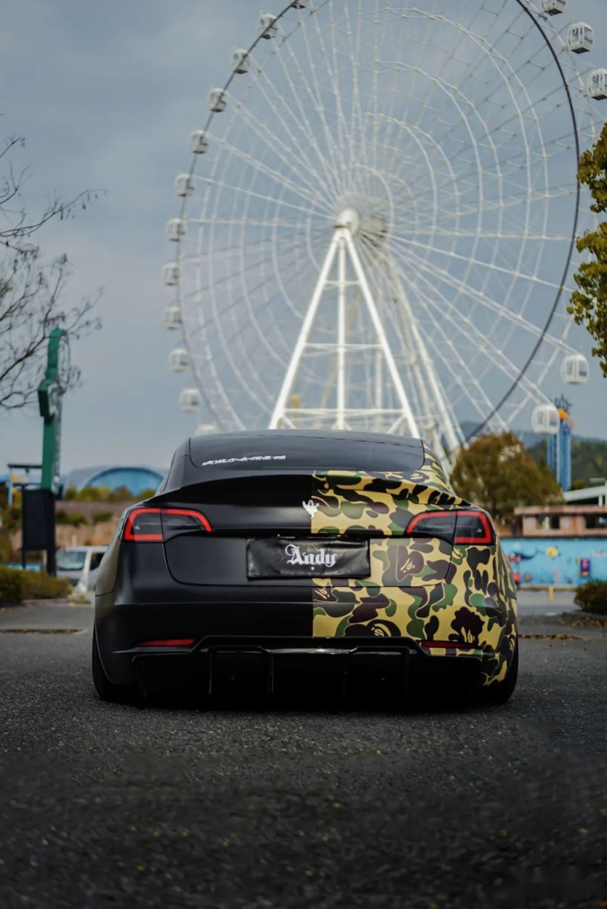 姿态风特斯拉Model 3，从迷彩战斗范变身成优雅绅士