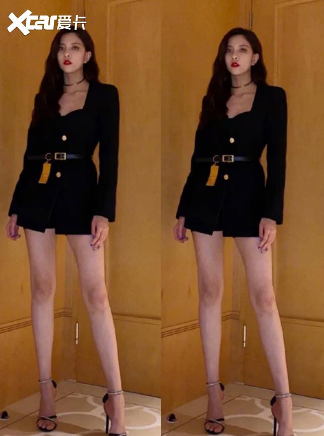 宋妍霏撞衫关晓彤,看到腿,才知腿精和大长腿的区别