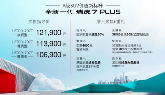 全新一代 瑞虎7 PLUS预售，A级SUV也开始“卷”了？