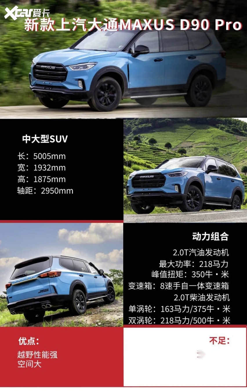 上汽大通旗下中大型suv——2021款上汽大通maxus d90(参数|询价) pro