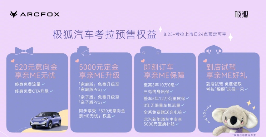 极狐汽车考拉预售价13.38万元起！