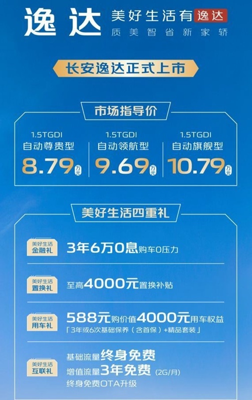 “质美智省新家轿”长安逸达正式上市
