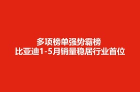 多项榜单强势霸榜 比亚迪 1-5月销量稳居行业首位