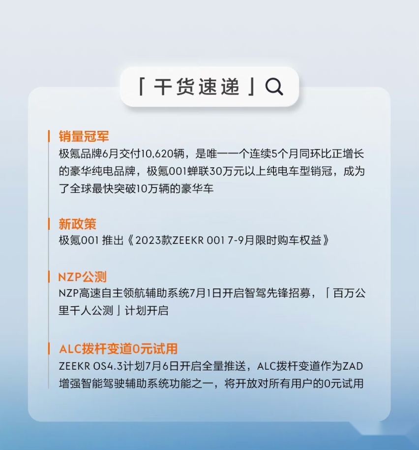 001宝刀未老，极氪汽车6月交付10620台