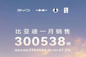 中国销冠，比亚迪1月销量超30万台，出口量飙升83%