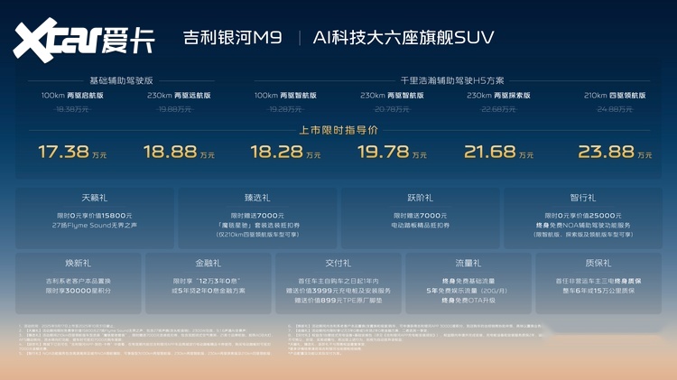 限时17.38万起，吉利银河M9上市