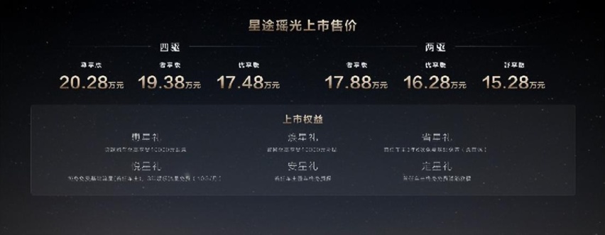 售价15.28-20.28万元，星途瑶光树立20万级自主高端SUV新标
